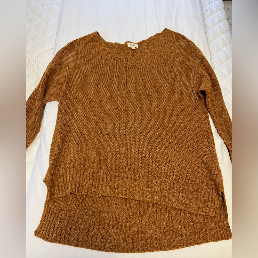 High low sweater with wide drop shoulder